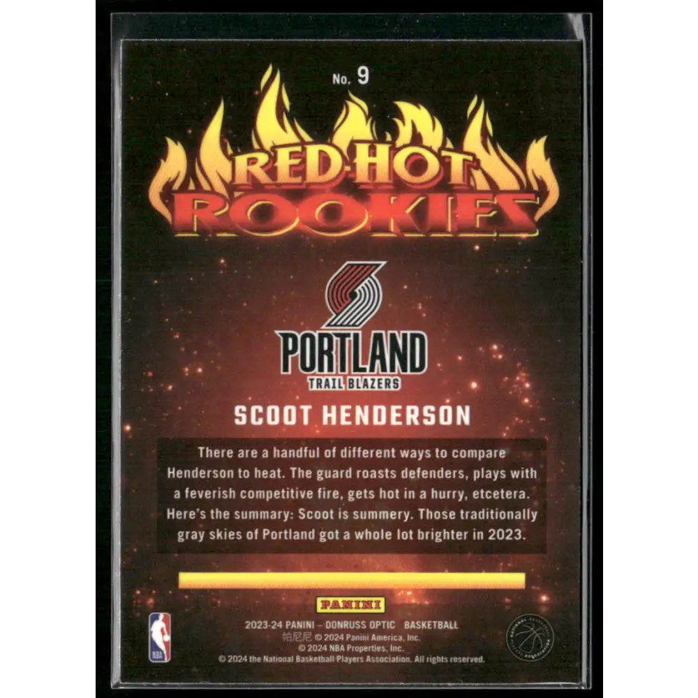 2023-24 Donruss Optic #9 Scoot Henderson Red Hot Rookies