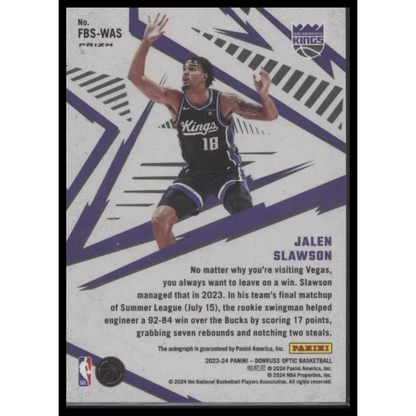 2023-24 Donruss Optic #FBS-WAS Jalen Slawson Fast Break Signatures