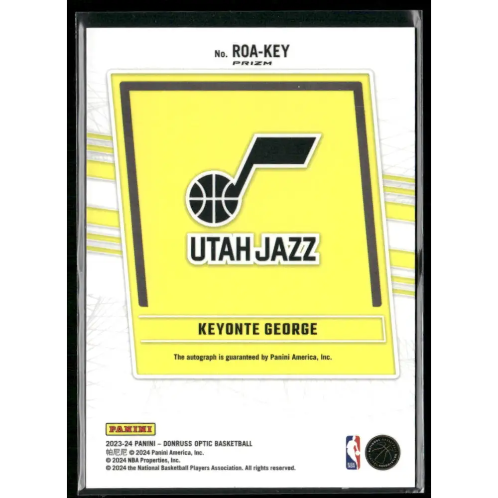 2023-24 Donruss Optic #ROA-KEY Keyonte George Rookie Optics Autographs Choice