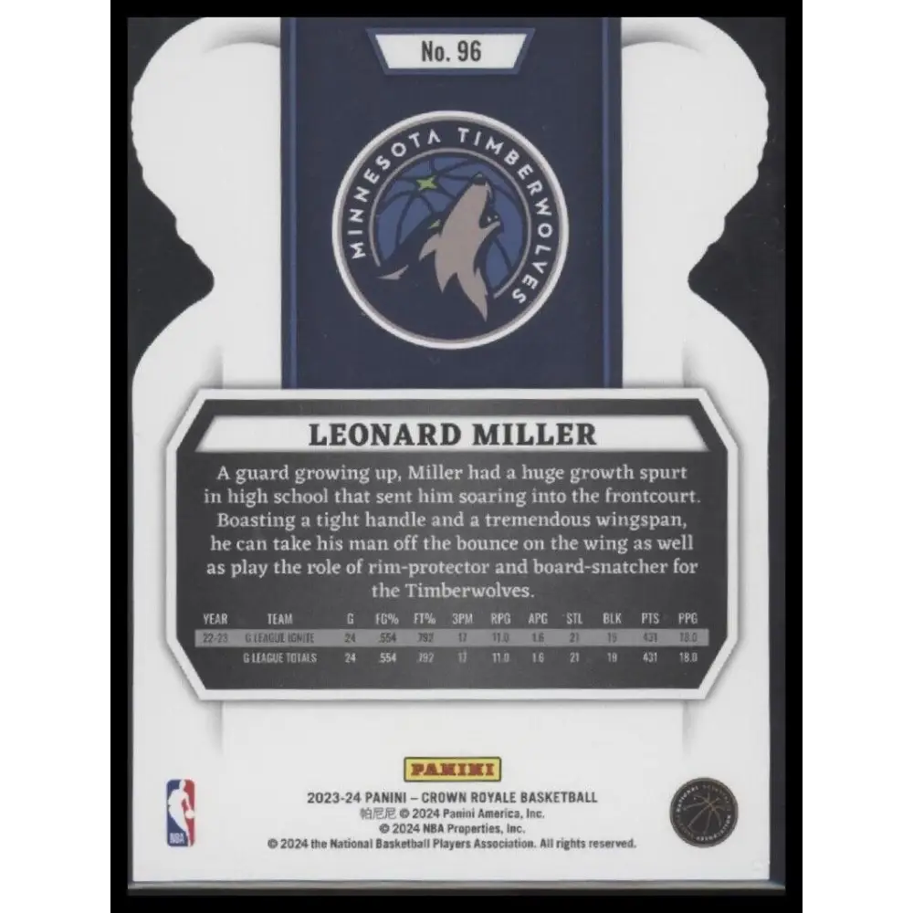 2023-24 Panini Crown Royale #96 Leonard Miller