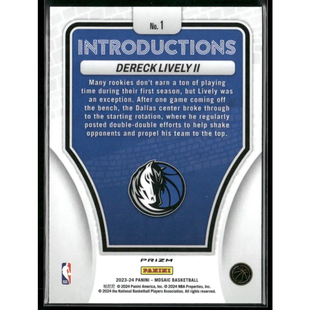 2023-24 Panini Mosaic #1 Dereck Lively II Introductions Mosaic