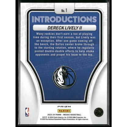 2023-24 Panini Mosaic #1 Dereck Lively II Introductions Mosaic