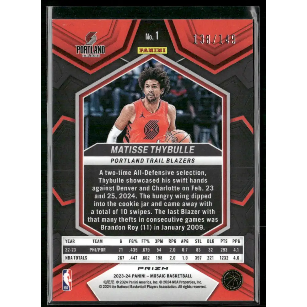 2023-24 Panini Mosaic #1 Matisse Thybulle Pink #/149
