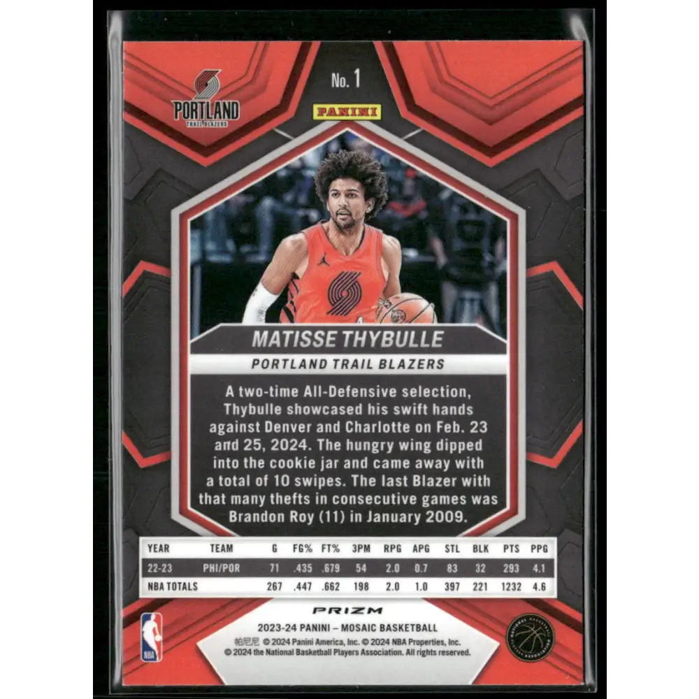2023-24 Panini Mosaic #1 Matisse Thybulle Red