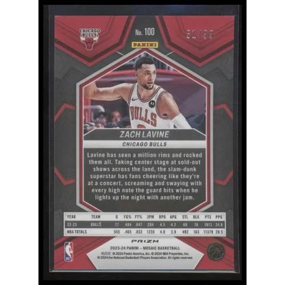 2023-24 Panini Mosaic #100 Zach LaVine Purple #/99
