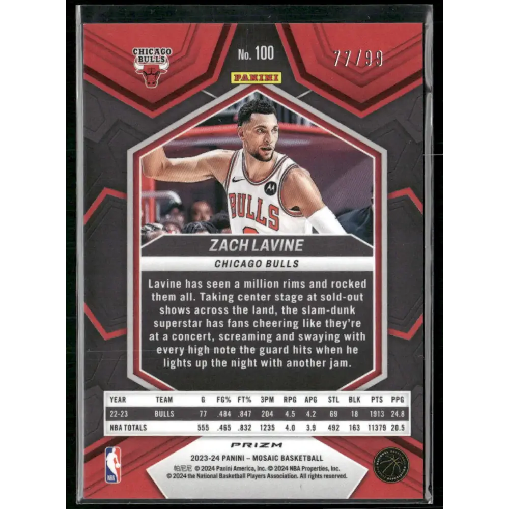 2023-24 Panini Mosaic #100 Zach LaVine Purple #/99