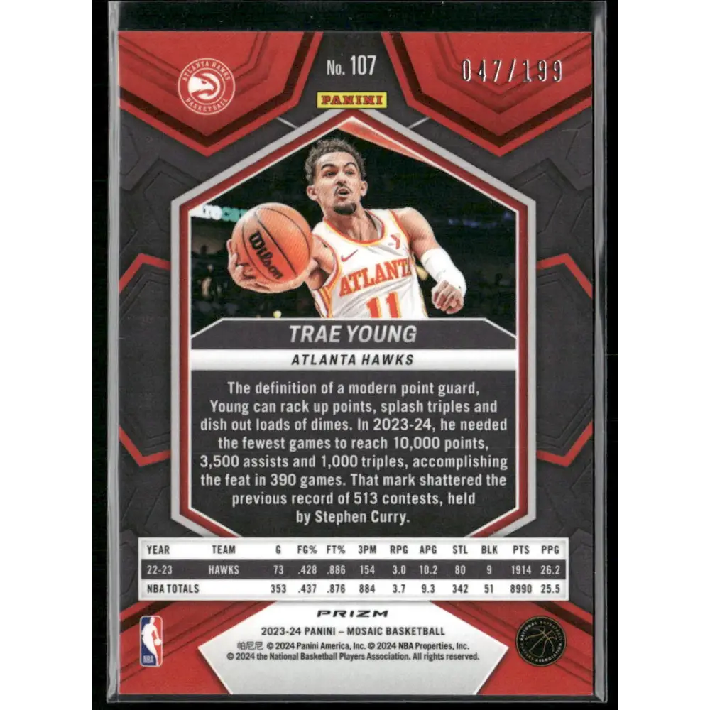 2023-24 Panini Mosaic #107 Trae Young Blue #/199