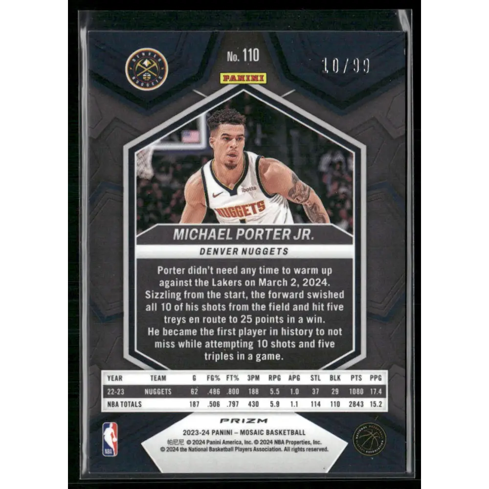 2023-24 Panini Mosaic #110 Michael Porter Jr. Purple #/99
