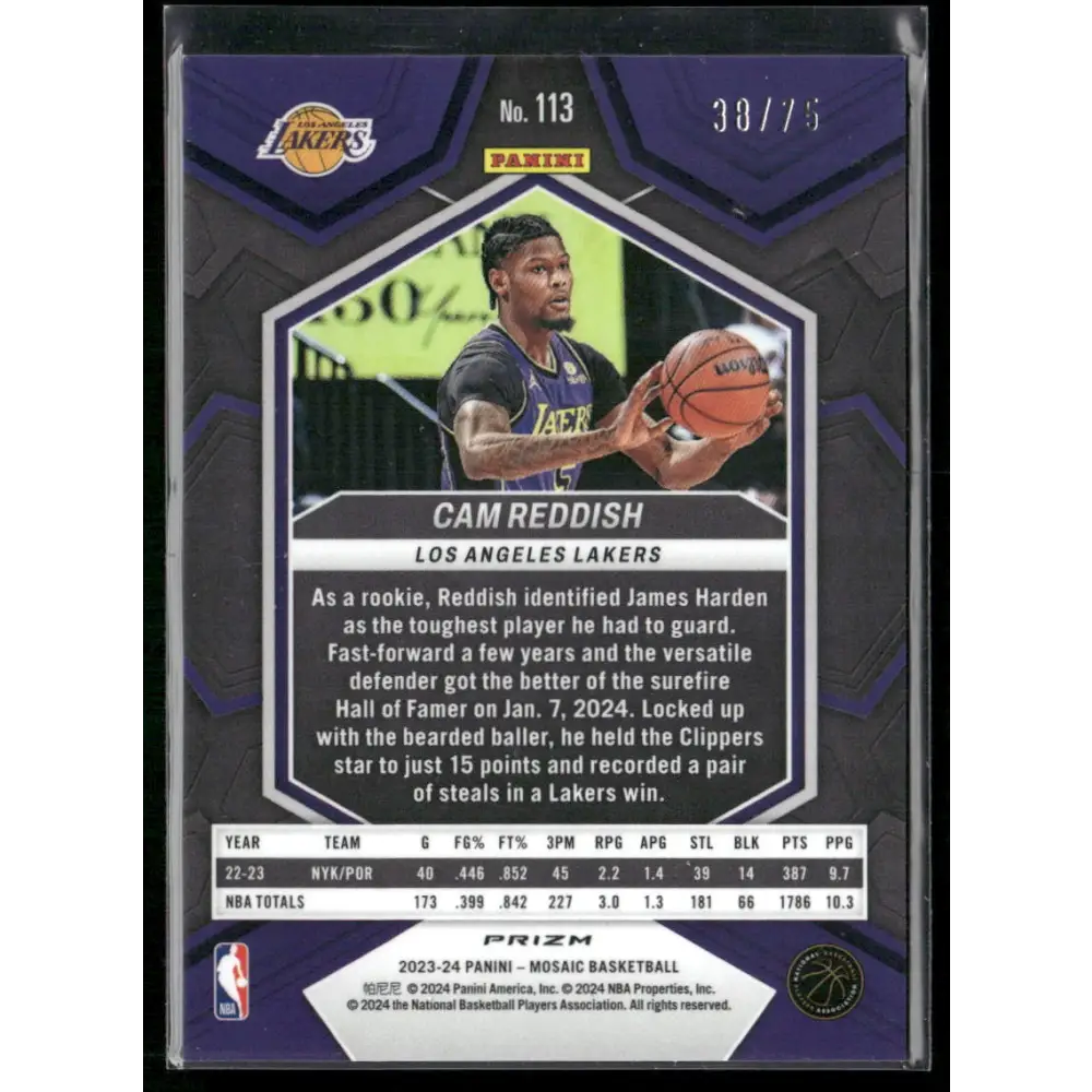 2023-24 Panini Mosaic #113 Cam Reddish Teal #/75