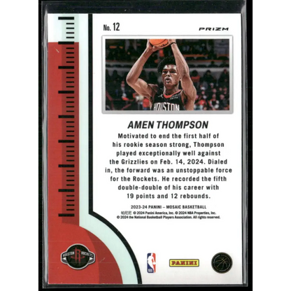 2023-24 Panini Mosaic #12 Amen Thompson Heat Check