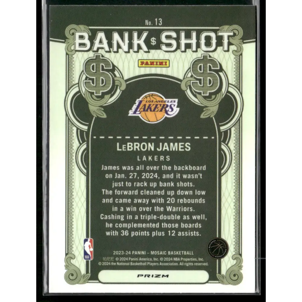 2023-24 Panini Mosaic #13 LeBron James Bank Shot Mosaic Prizm