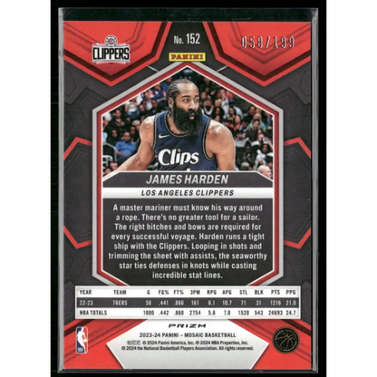 2023-24 Panini Mosaic #152 James Harden Blue #/199