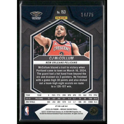 2023-24 Panini Mosaic #153 CJ McCollum Teal #/75