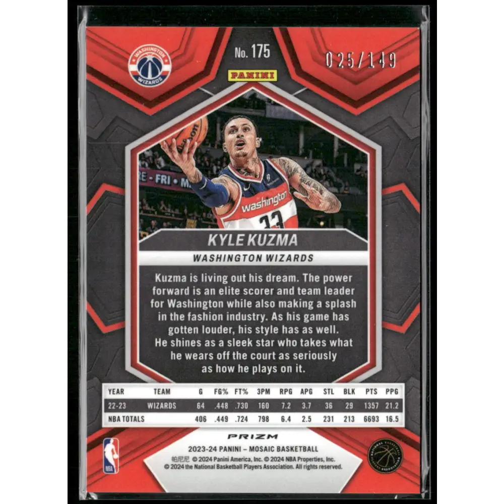 2023-24 Panini Mosaic #175 Kyle Kuzma Pink #/149