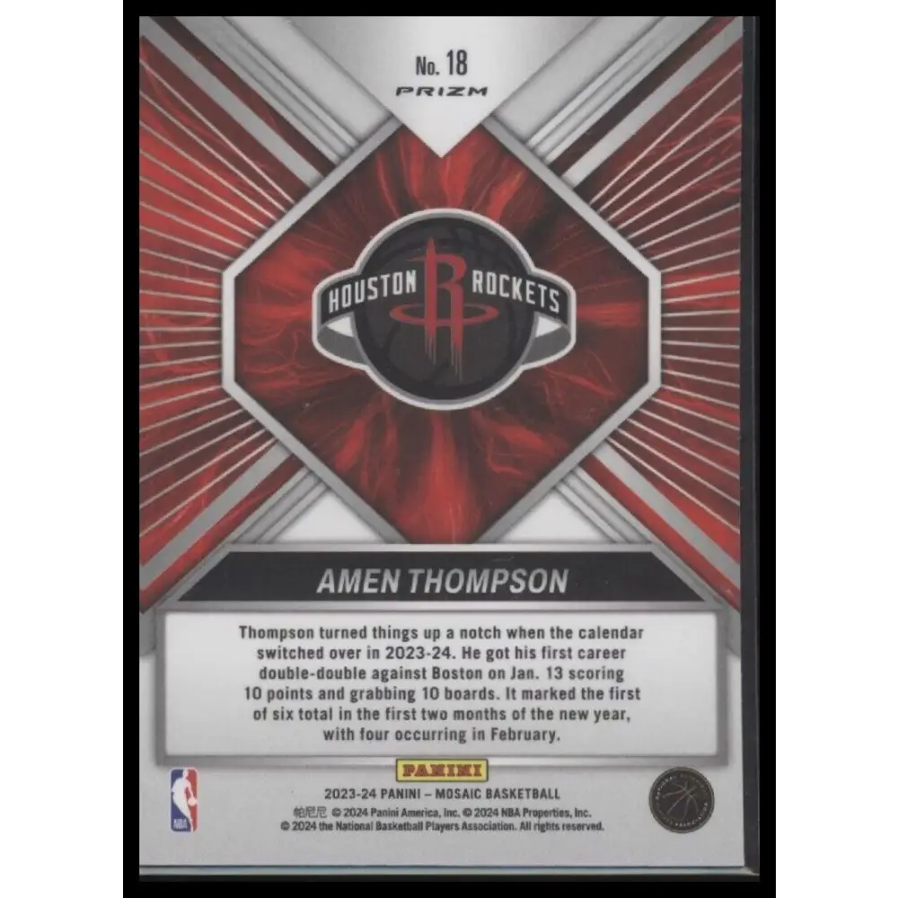 2023-24 Panini Mosaic #18 Amen Thompson Overdrive