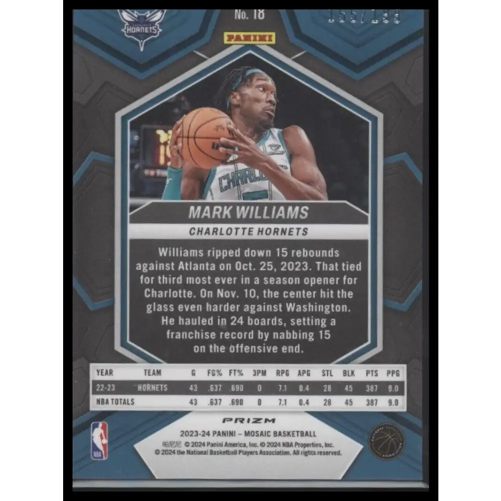 2023-24 Panini Mosaic #18 Mark Williams Blue #/199