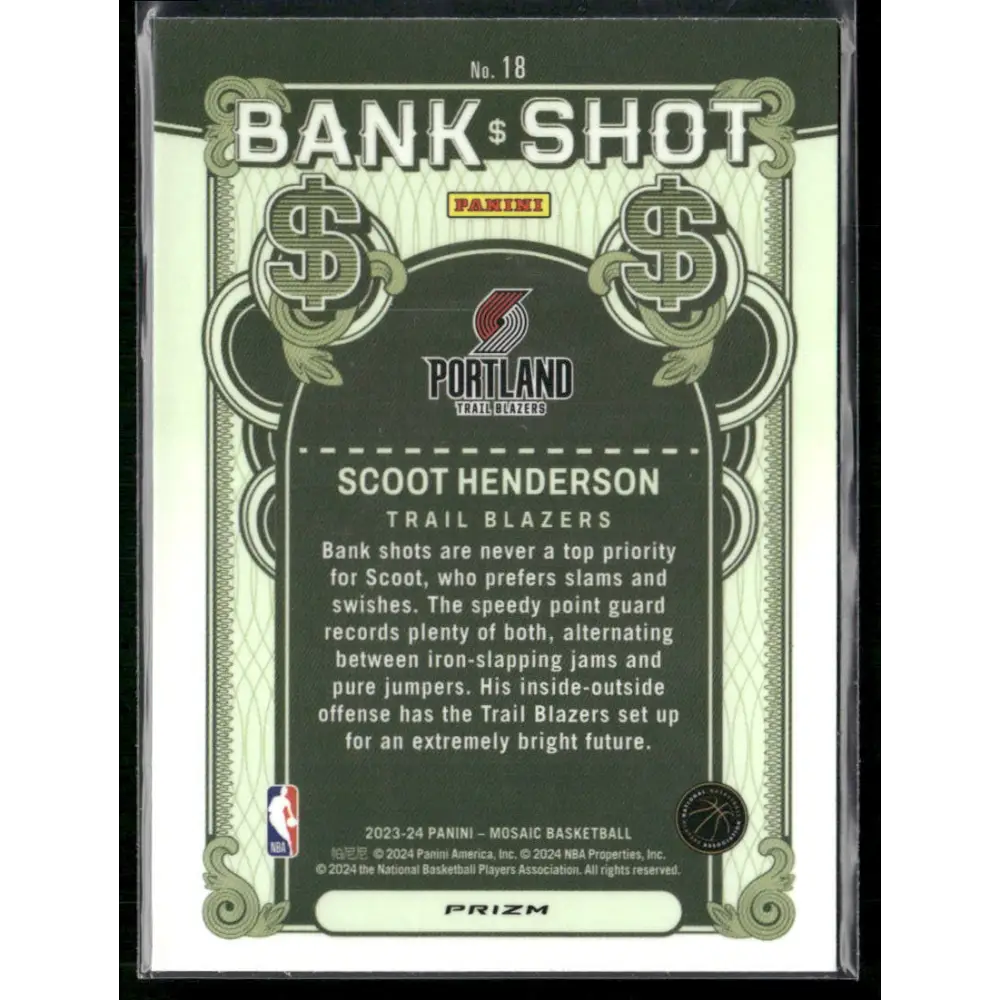 2023-24 Panini Mosaic #18 Scoot Henderson Bank Shot Mosaic