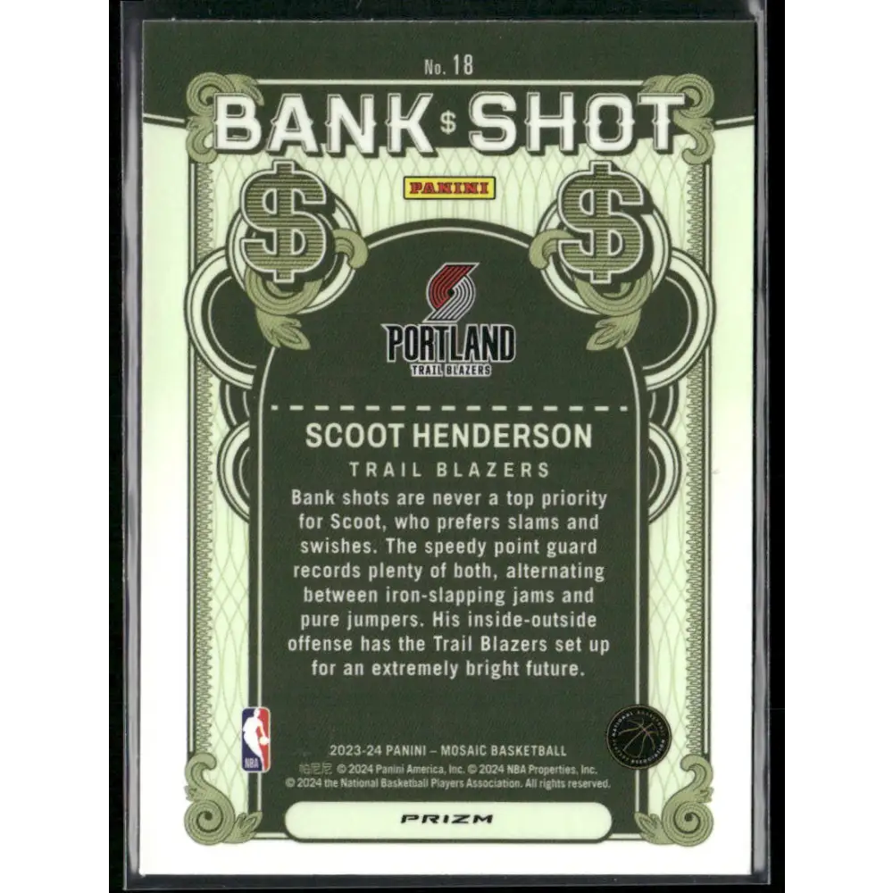 2023-24 Panini Mosaic #18 Scoot Henderson Bank Shot Mosaic
