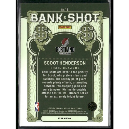 2023-24 Panini Mosaic #18 Scoot Henderson Bank Shot Mosaic