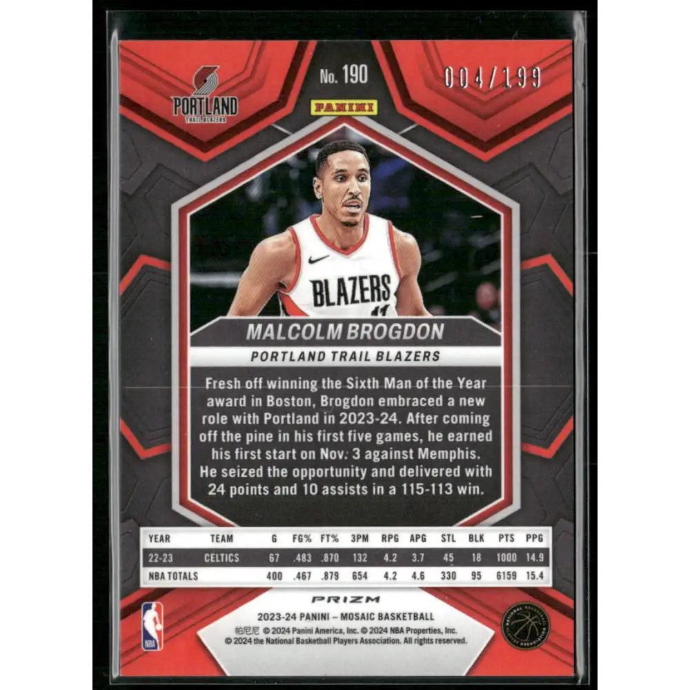 2023-24 Panini Mosaic #190 Malcolm Brogdon Blue #/199