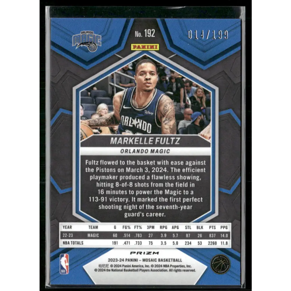 2023-24 Panini Mosaic #192 Markelle Fultz Blue #/199