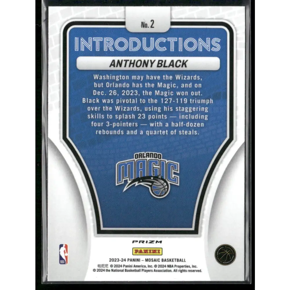 2023-24 Panini Mosaic #2 Anthony Black Introductions Mosaic