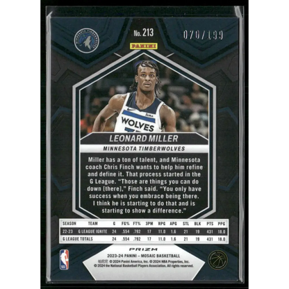 2023-24 Panini Mosaic #213 Leonard Miller Blue #/199