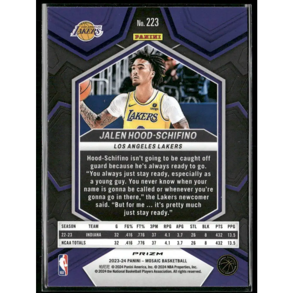 2023-24 Panini Mosaic #223 Jalen Hood-Schifino Red