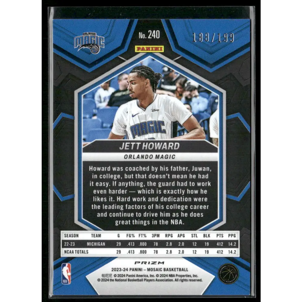 2023-24 Panini Mosaic #240 Jett Howard Blue #/199