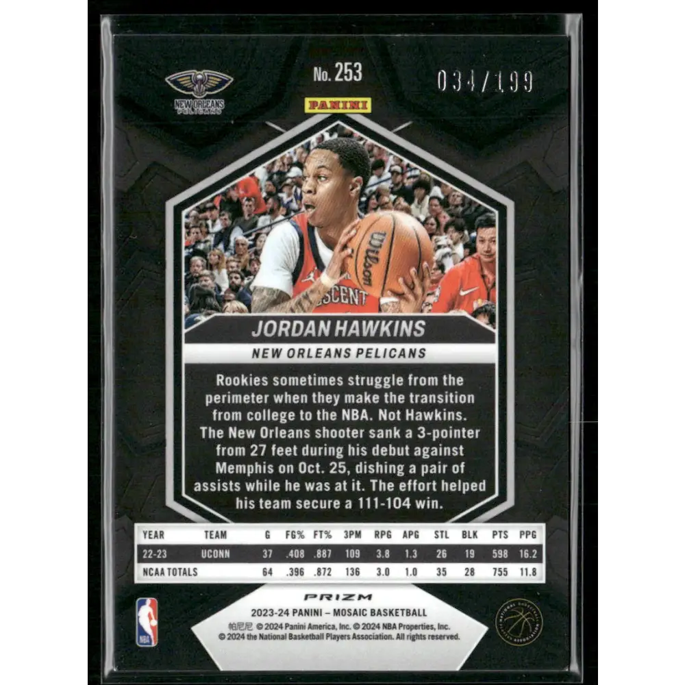2023-24 Panini Mosaic #253 Jordan Hawkins Blue #/199