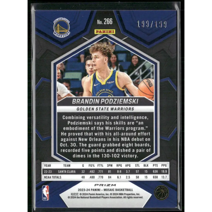 2023-24 Panini Mosaic #266 Brandin Podziemski Blue #/199