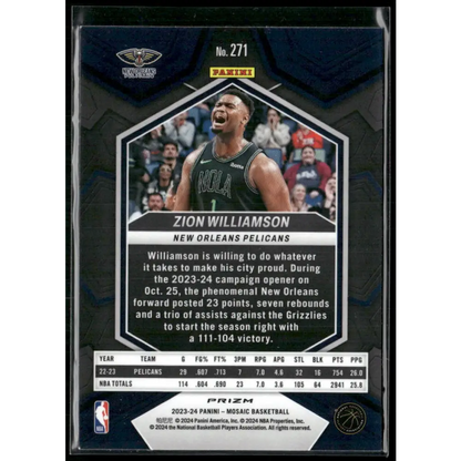 2023-24 Panini Mosaic #271 Zion Williamson Red