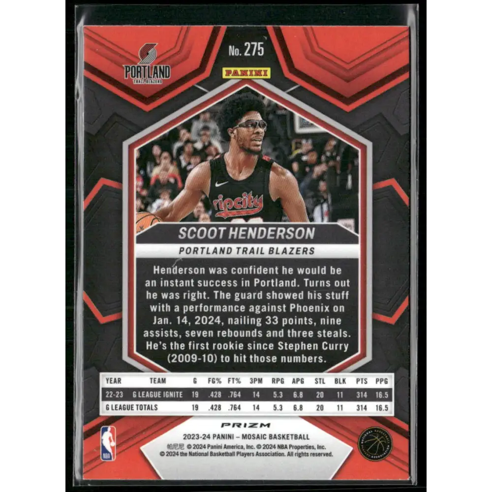 2023-24 Panini Mosaic #275 Scoot Henderson Silver