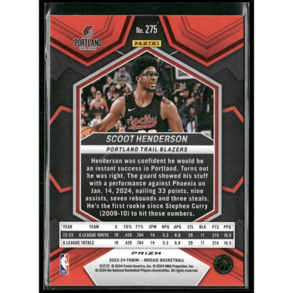 2023-24 Panini Mosaic #275 Scoot Henderson Silver