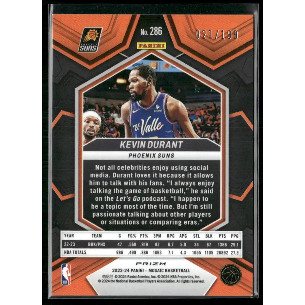 2023-24 Panini Mosaic #286 Kevin Durant Blue #/199