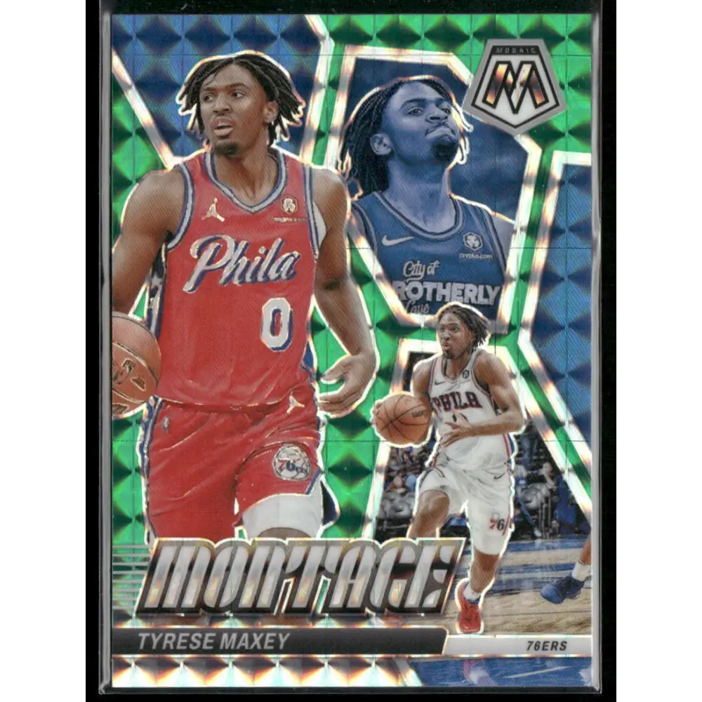 2023-24 Panini Mosaic #29 Tyrese Maxey Montage Mosaic Teal #/75