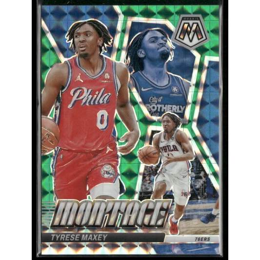 2023-24 Panini Mosaic #29 Tyrese Maxey Montage Mosaic Teal #/75