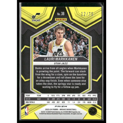 2023-24 Panini Mosaic #38 Lauri Markkanen Teal #/75