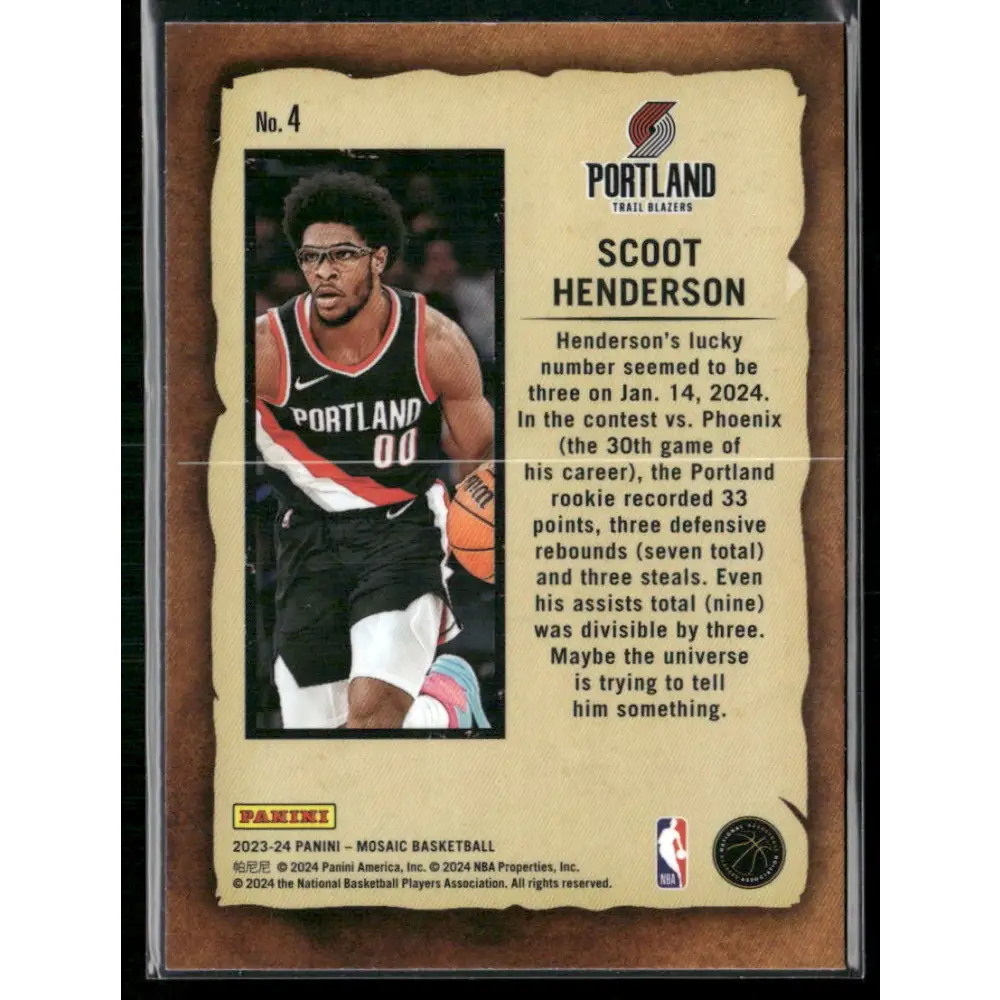 2023-24 Panini Mosaic #4 Scoot Henderson Noteriety