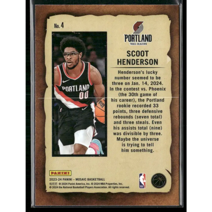 2023-24 Panini Mosaic #4 Scoot Henderson Noteriety
