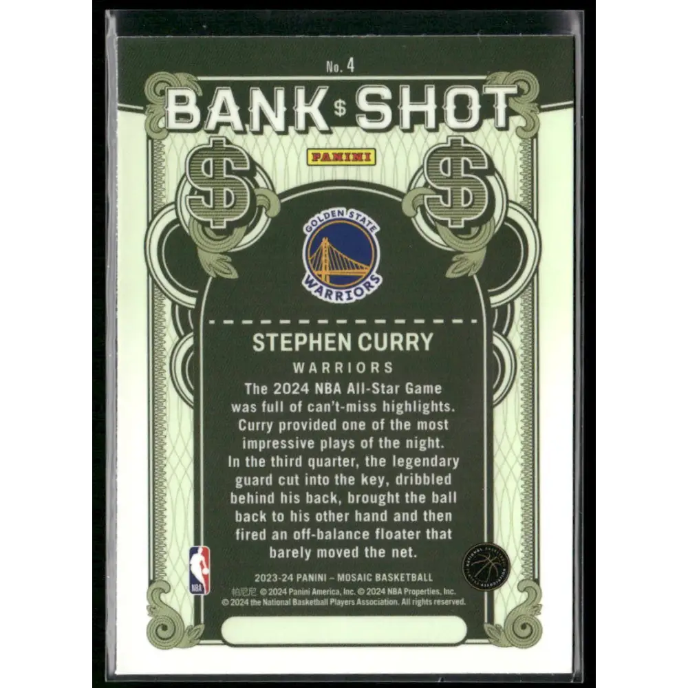 2023-24 Panini Mosaic #4 Stephen Curry Bank Shot