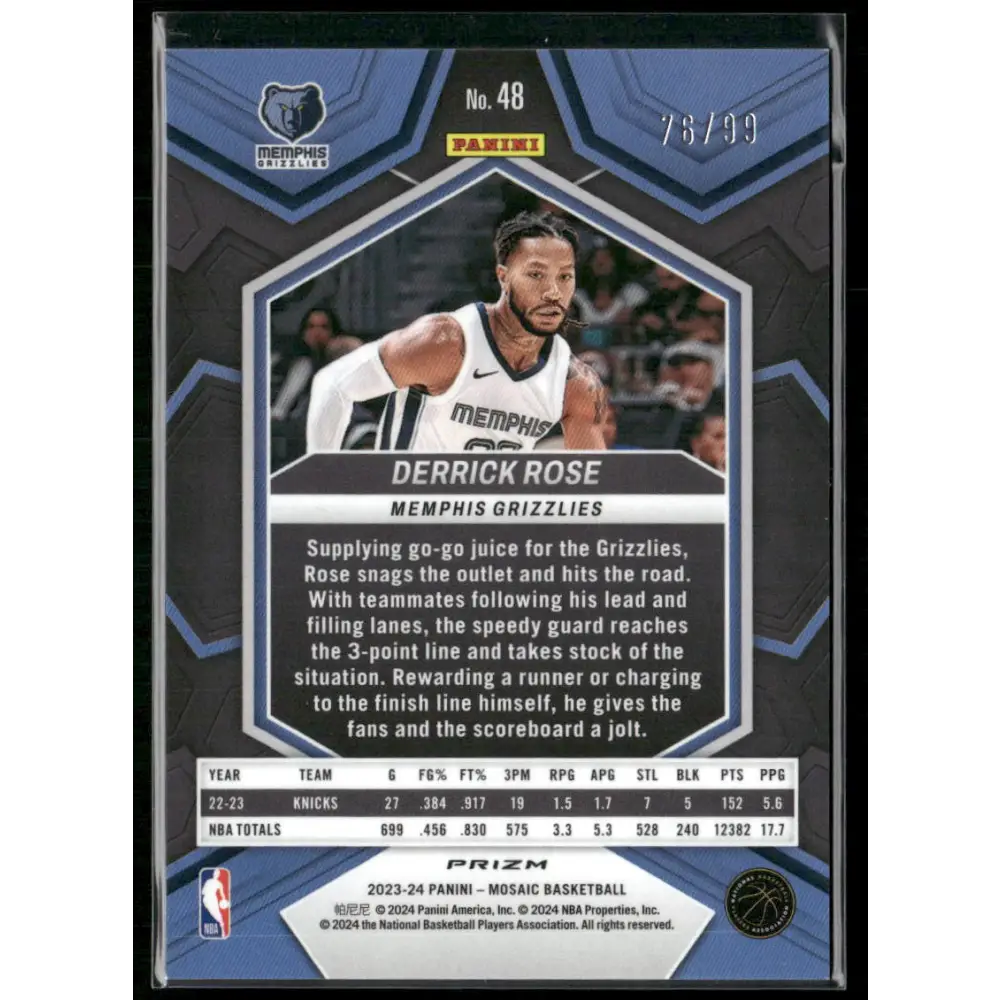 2023-24 Panini Mosaic #48 Derrick Rose Purple #/99