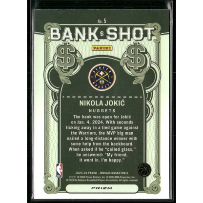 2023-24 Panini Mosaic #5 Nikola Jokic Bank Shot Mosaic Prizm