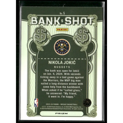 2023-24 Panini Mosaic #5 Nikola Jokic Bank Shot Mosaic Prizm