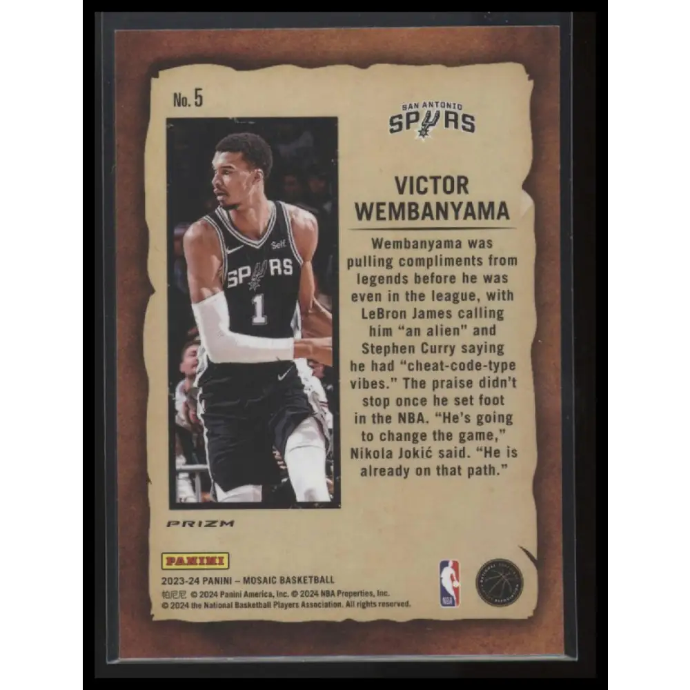 2023-24 Panini Mosaic #5 Victor Wembanyama Noteriety Mosaic
