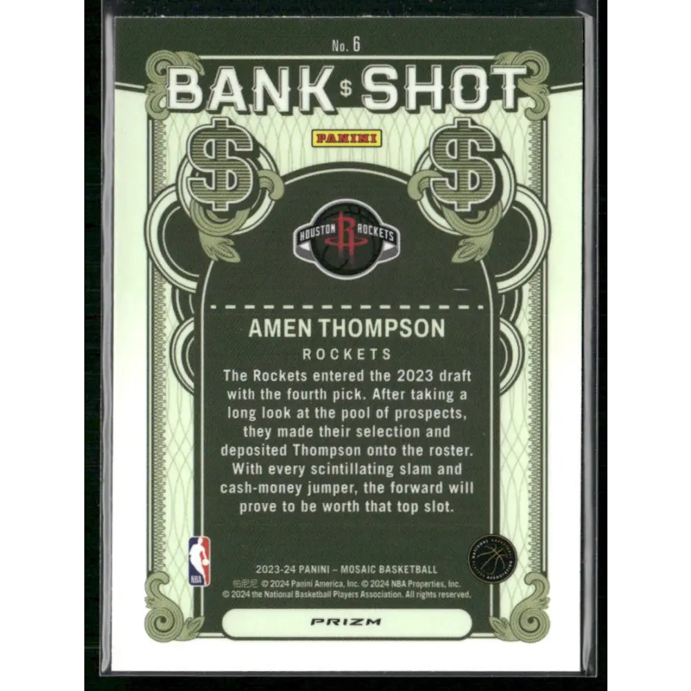 2023-24 Panini Mosaic #6 Amen Thompson Bank Shot Mosaic Prizm
