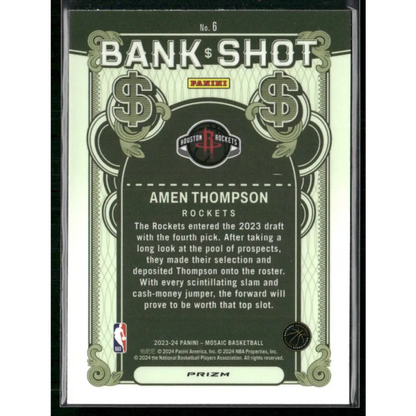 2023-24 Panini Mosaic #6 Amen Thompson Bank Shot Mosaic Prizm