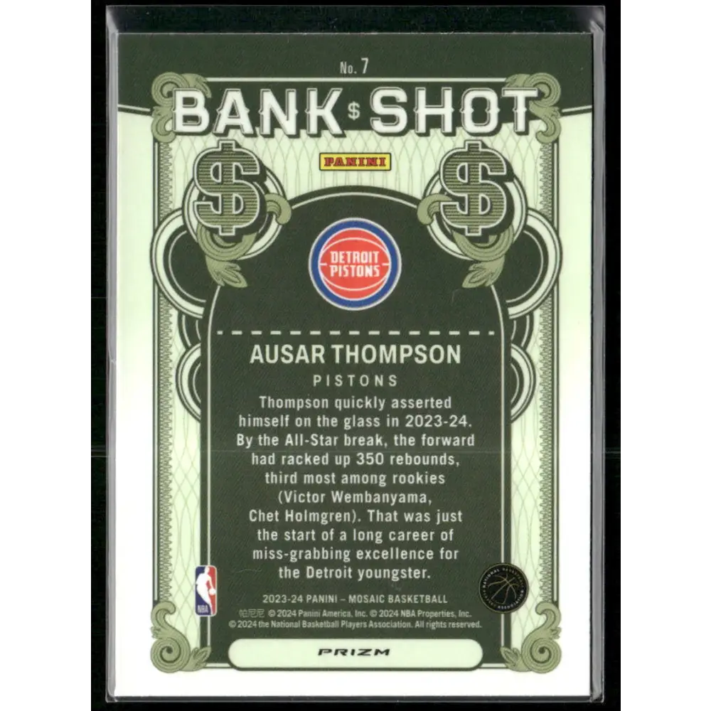 2023-24 Panini Mosaic #7 Ausar Thompson Bank Shot Mosaic Prizm