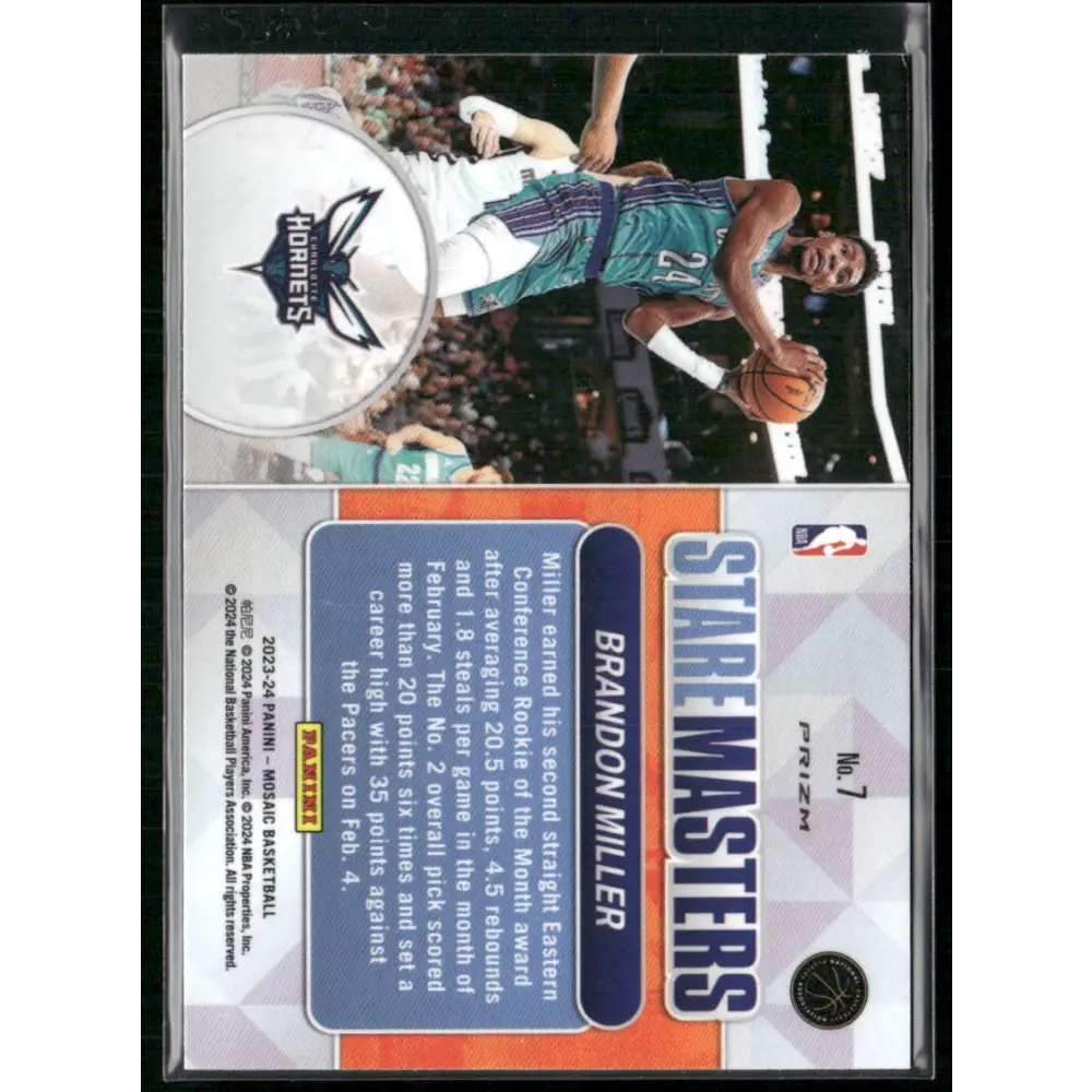 2023-24 Panini Mosaic #7 Brandon Miller Stare Masters Mosaic