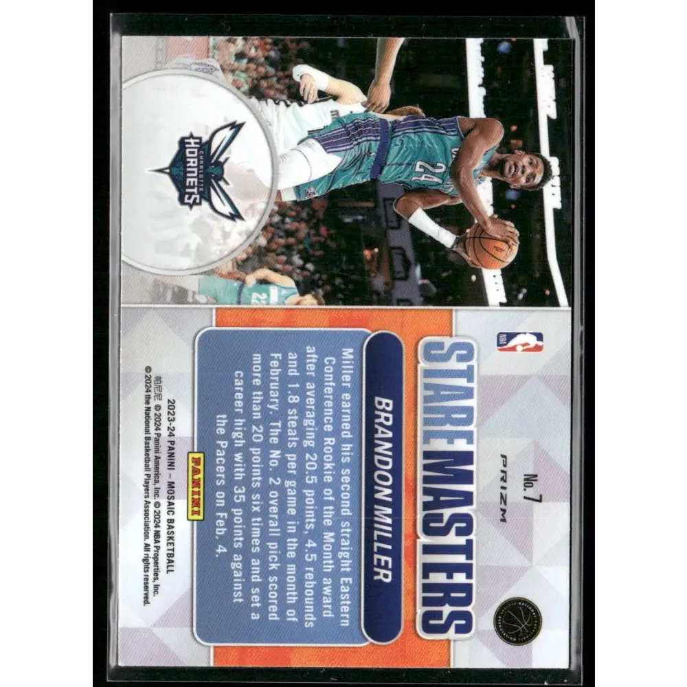 2023-24 Panini Mosaic #7 Brandon Miller Stare Masters Mosaic